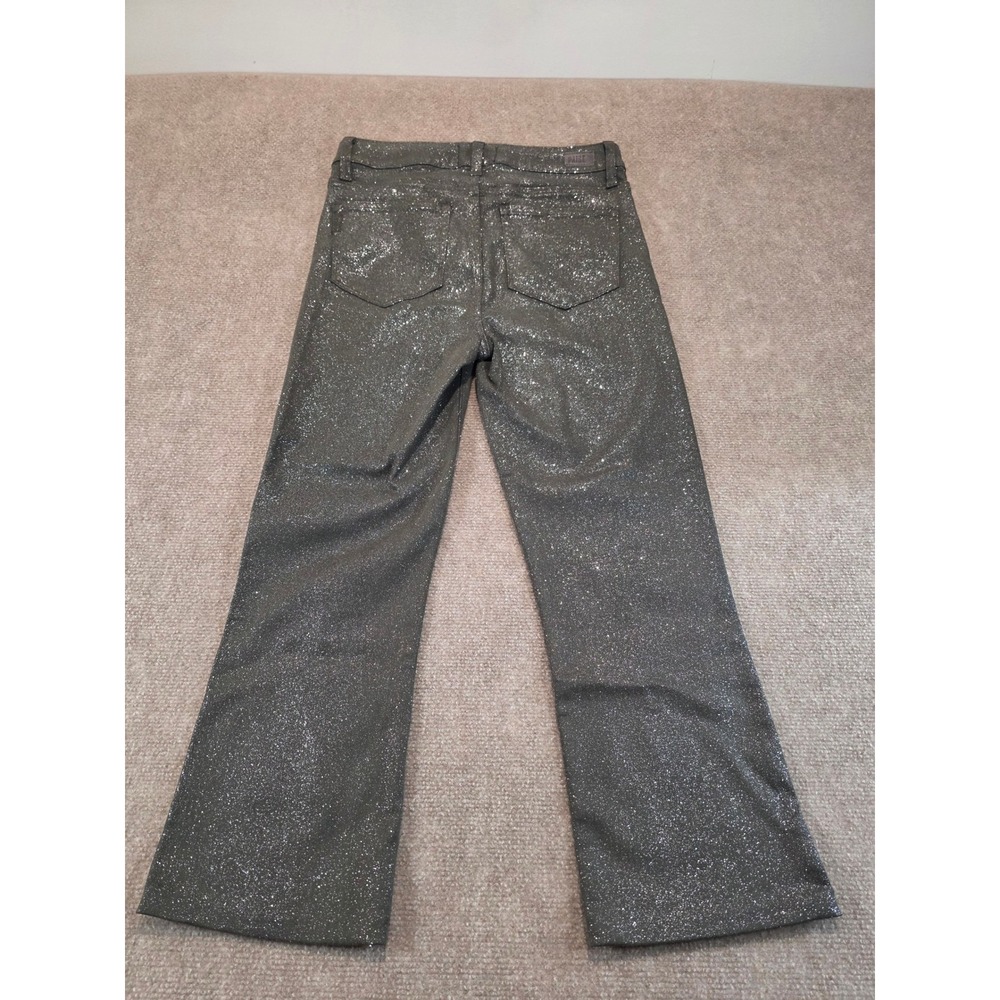 Paige Claudine High Rise Ankle Flare Jeans Metallic Olive Green Size 28 - Picture 5 of 8
